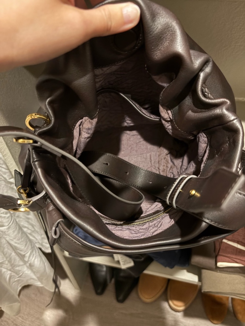 Small Gather Bag Set - Ebony Leather Shoulder Bag - Picture 6 of 6